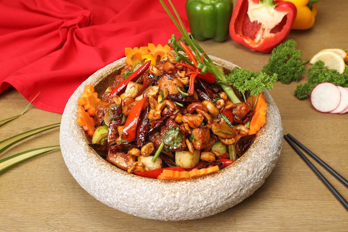Traditional Chinese hot pot cuisine with fresh ingredients