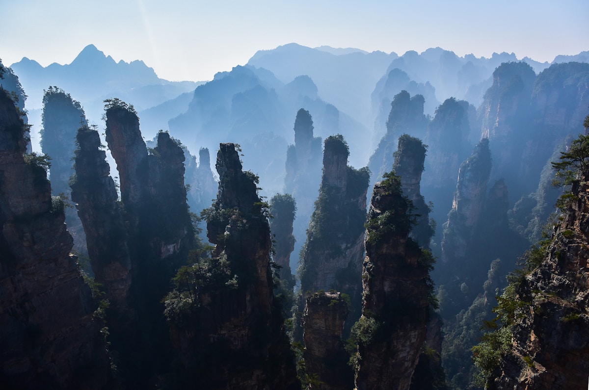 Aerial panorama of Zhangjiajie for trip planning